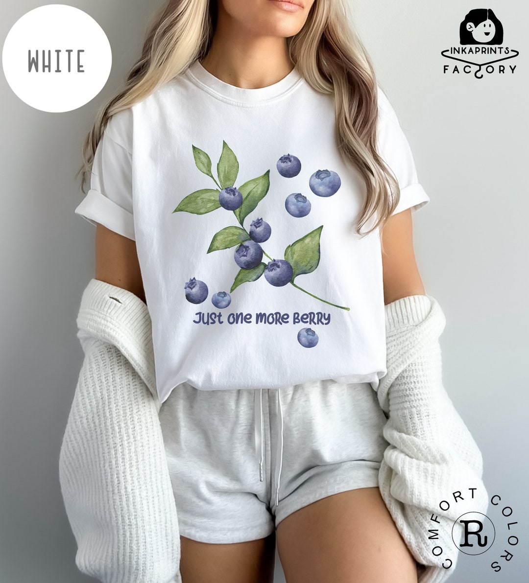 Just One More Blueberry T Shirt Berry T Shirt Fruit Print Tshirt