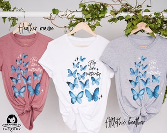 Blue Butterfly Shirt Blue Butterfly Top Butterfly Graphic T Butterfly Lover Gift Environmental T Shirt Entomology Gifts Butterfly Theme Gift
