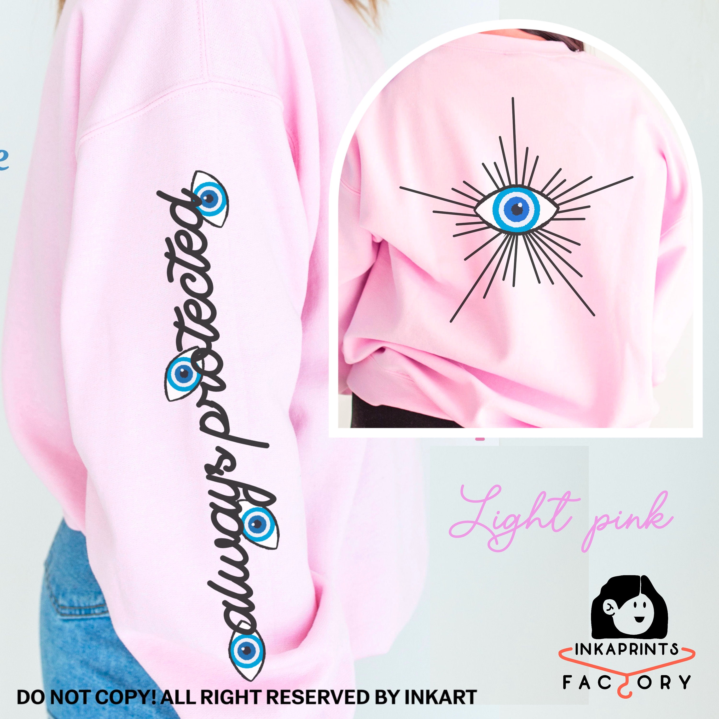 Hamsa Evil Eye Pattern Print Women Crewneck Sweatshirt