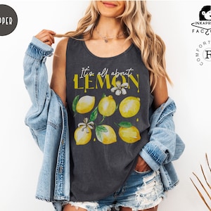 Lemon Tank Top Cute Summer Tank Top Summer Vibes Tank Top Comfort Colors Tank Top Lemon Top Women Tank Top Fruits T shirt 3XL Tank Tops Gift