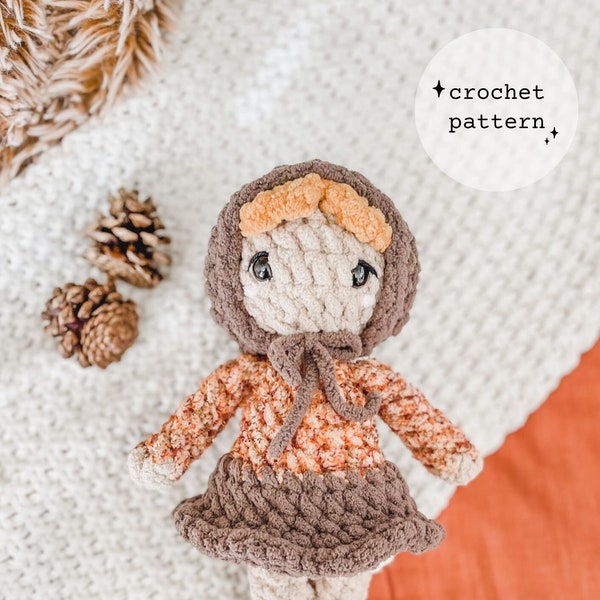 Kindred Spirits Mini Cozy Doll | Crochet Lovey Doll | Easy Crochet Pattern | Cozy Girl Crochet Pattern | Autumn Doll Crochet Pattern