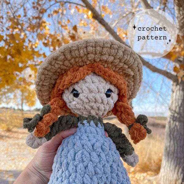 Mini-poupée Anne Kindred Spirits | Poupée Lovey au crochet | Modèle de crochet facile | Modèle au crochet fille rêveuse | Patron de poupée vintage au crochet