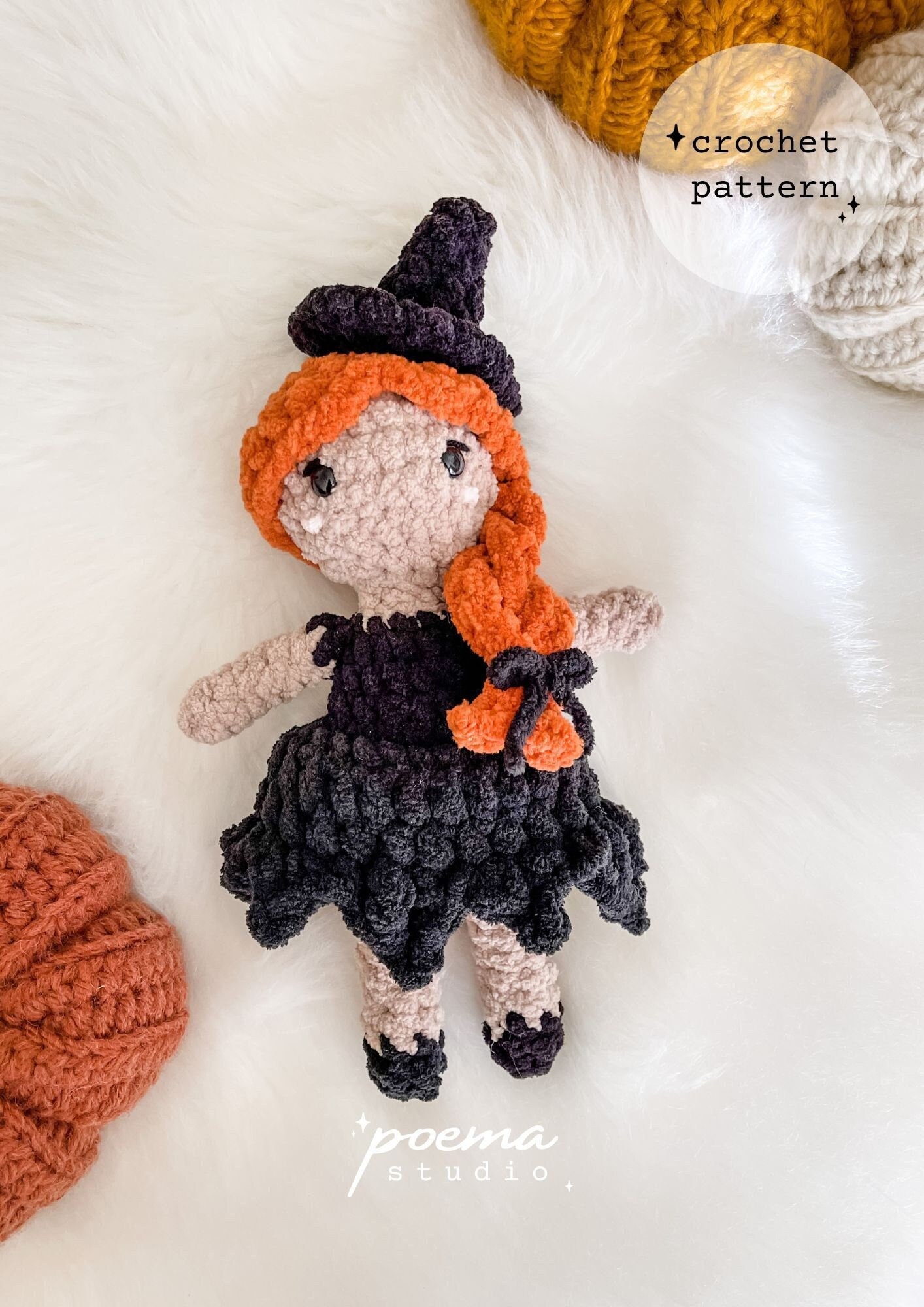 Kindred Spirits Mini Witch Doll | Crochet Lovey Doll | Easy Crochet Pattern | Witch Crochet Pattern | Halloween Crochet Pattern