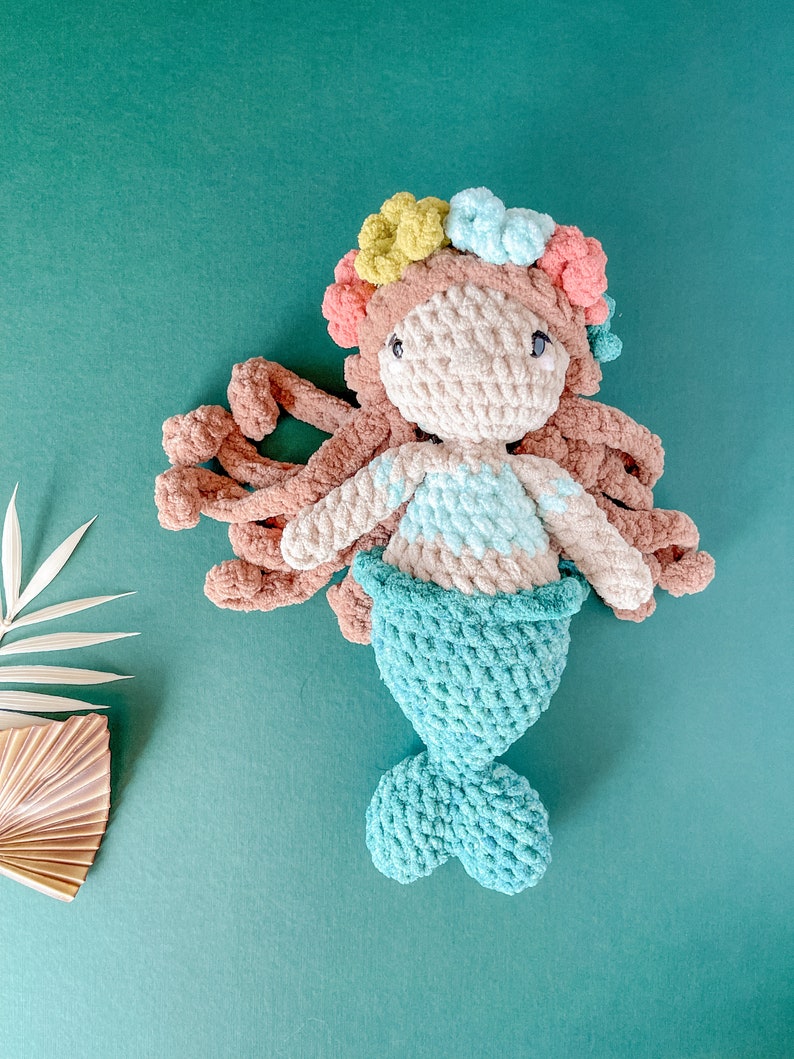 Custom Mini Mermaid Plush Mermaid Doll Plush Knit Mermaid Custom Mermaid Doll Merbaby Doll Amigurumi Mermaid Merbabies image 7