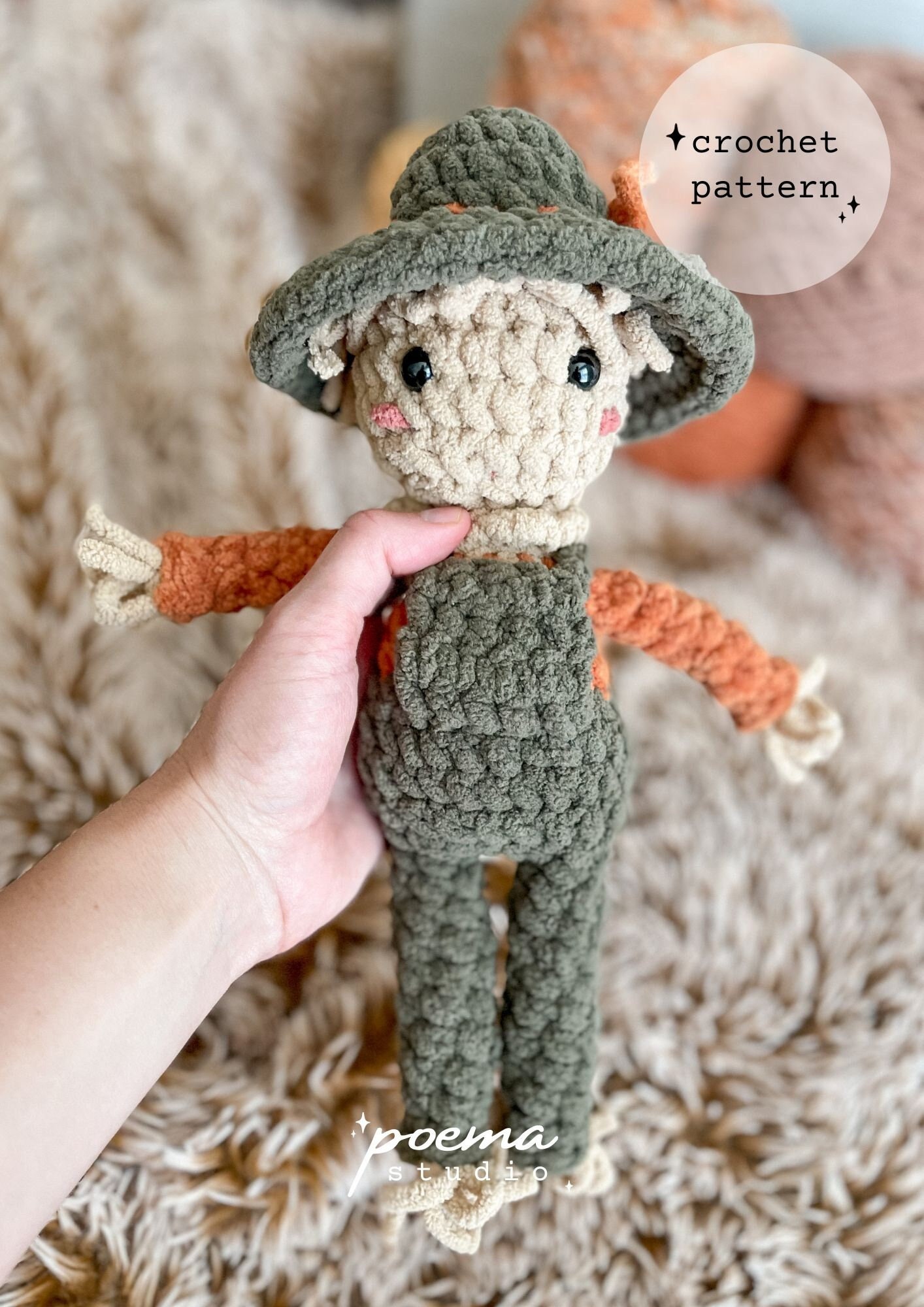 Kindred Spirits Mini Scarecrow Doll | Crochet Lovey Doll | Easy Crochet Pattern | Scarecrow Crochet Pattern | Autumn Crochet Pattern