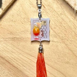 Miniature Framed Happy Hour Cocktail Resin Pendant 3D Necklace