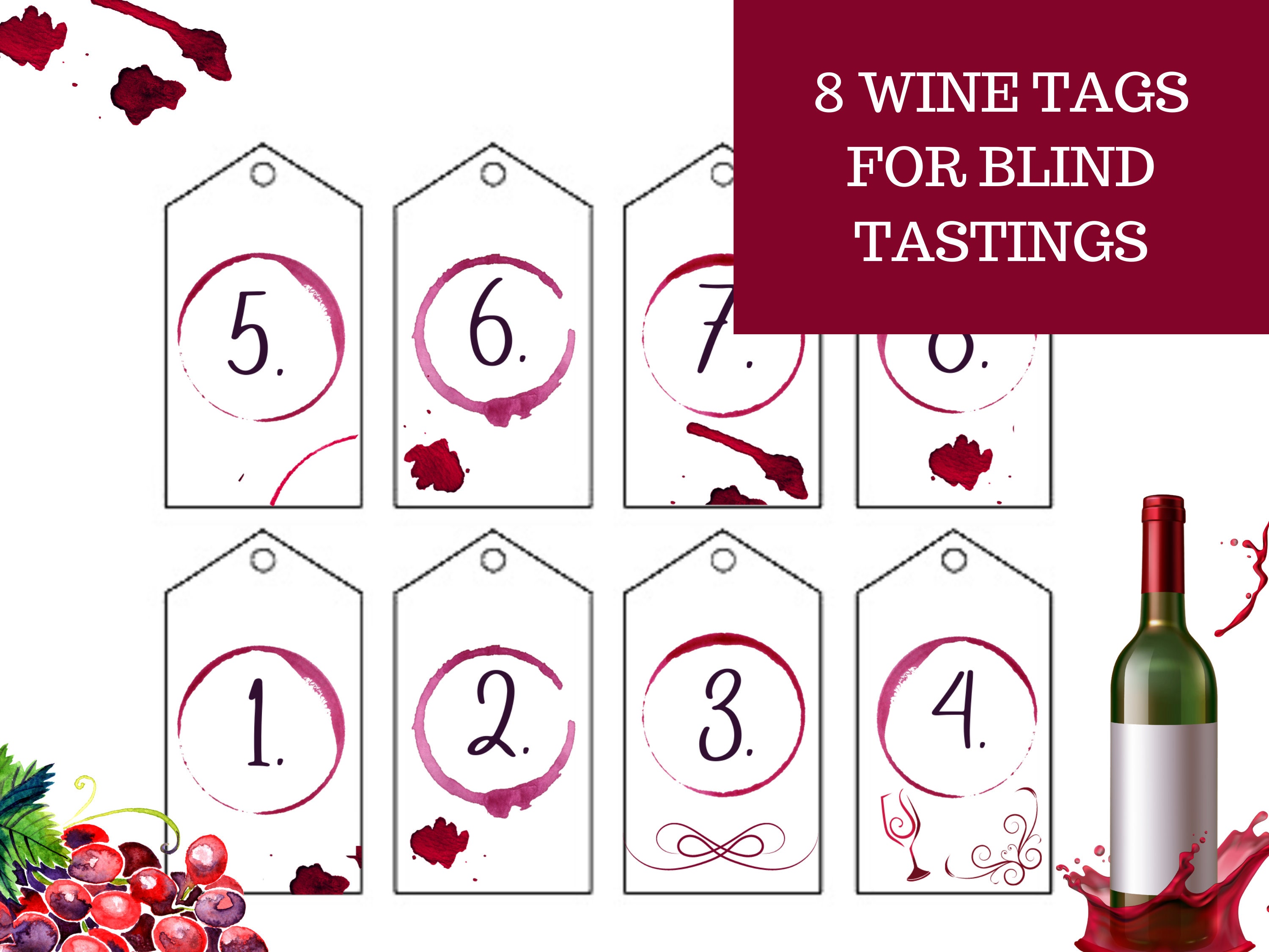 Wine Tasting Kit, Wine Tasting Party Kit, 8 Wines, Wine Score Cards