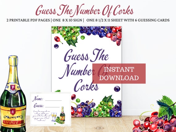 Printable Guess How Many Corks Wine Tasting Game Wine - Etsy