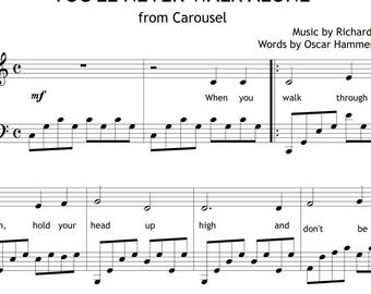 You'll Never Walk Alone Piano Sheet Music Grade 3, (with vintage version) Lyrics (PDF PNG Download)