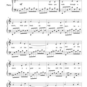 You'll Never Walk Alone Piano Sheet Music Grade 3, (with vintage version) Lyrics (PDF PNG Download)