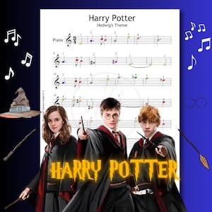 Harry Potter Hedwig’s Theme - Grade 0 Simplified Beginner Piano Sheet, PDF, Color Notes, Finger Numbers, MP3, Video, Easy Hedwig's Theme