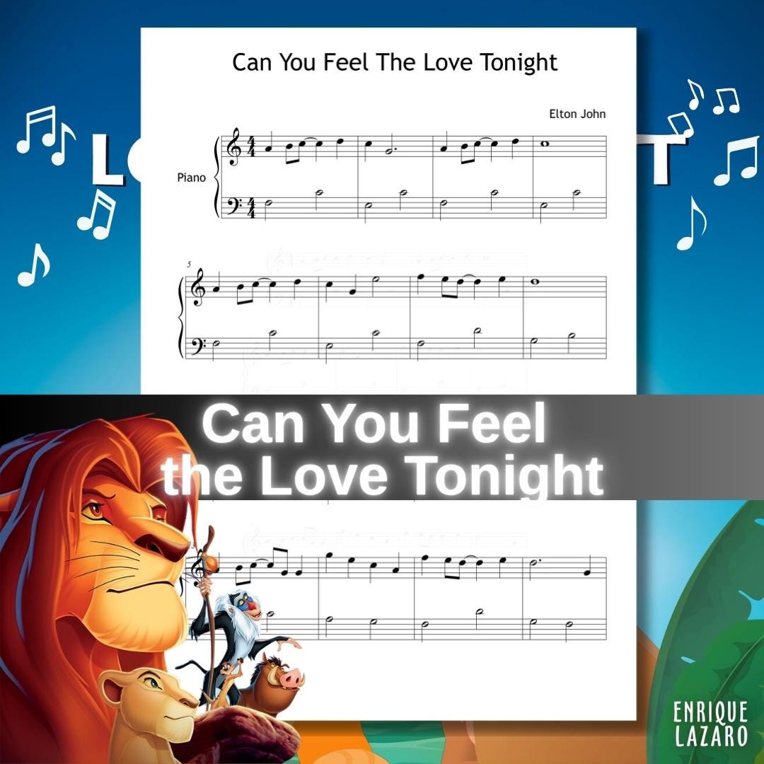 Can You Feel the Love Tonight – From the Lion King | Easy Piano Sheet ...