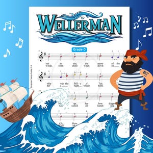 Wellerman - Grade 0 Easy Piano Sheet for Beginners | Sea Shanty PDF, Letter Notes, MP3, Video, Color-Coded Kids Edition, popular piano music