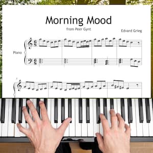 Morning Mood by Grieg (from Peer Gynt Suite) Simplified Piano Sheet Music – Grade 3–4 – PDF