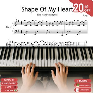 Shape of My Heart – Sting | Grade 4 Piano Sheet Music PDF + MP3 + Letter & Color Note Versions