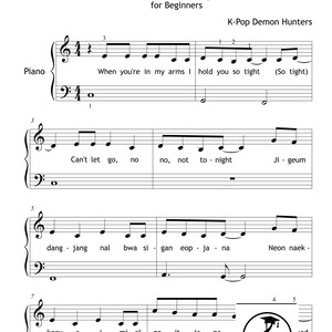 KPOP Demon Hunters Piano Collection by HUNTR-X downloadable and simplified piano sheet music PDF for Grade 2 learners. Includes easy piano versions of Soda Pop, Golden, Your Idol, Takedown, How It’s Done, What It Sounds Like, and Free. Printable PDF, color-coded notes, note-name editions, MP3 reference tracks, and tablet-friendly files. Perfect for students, teachers, and K-Pop fans seeking cinematic, fun, and professional easy piano sheet music downloads.
