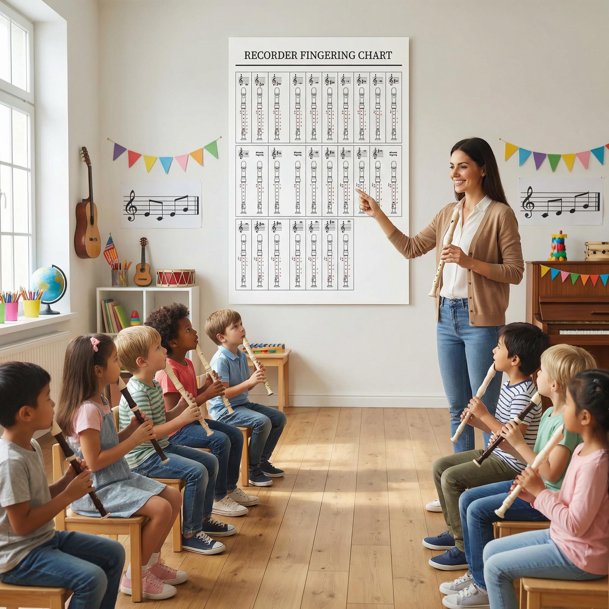 Recorder Fingering Chart for Kids | Beginner Music Classroom Poster ...