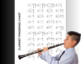 Clarinet Fingering Chart | Printable PDF and PNG | Digital Download Music Poster for Beginners Teachers Students