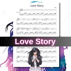 Love Story by Indila – Simplified Piano Sheet Music PDF – Grade 3 – Note Names, Colored Notes, MP3 & Video