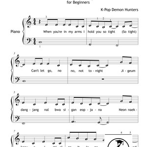 KPOP Demon Hunters Piano Collection by HUNTR-X downloadable and simplified piano sheet music PDF for Grade 2 learners. Includes easy piano versions of Soda Pop, Golden, Your Idol, Takedown, How It’s Done, What It Sounds Like, and Free. Printable PDF, color-coded notes, note-name editions, MP3 reference tracks, and tablet-friendly files. Perfect for students, teachers, and K-Pop fans seeking cinematic, fun, and professional easy piano sheet music downloads.