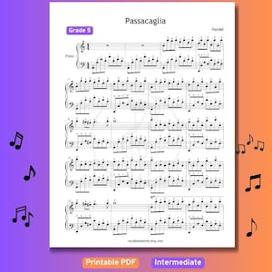 Passacaglia – Spartito per pianoforte di grado 5 di Handel Halvorsen / Edizione per performance classica avanzata PDF, musica popolare per pianoforte