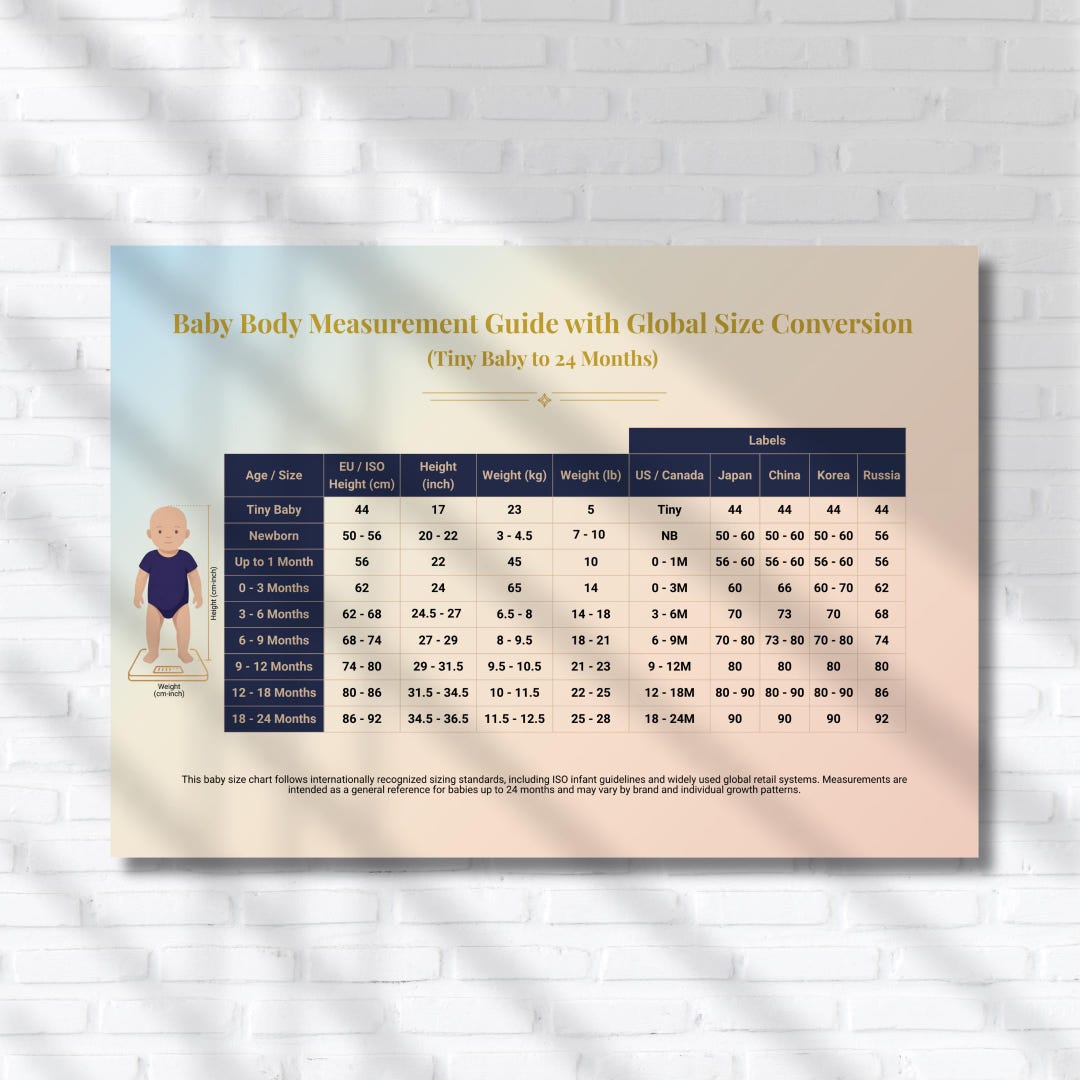 Printable Baby Size Reference Chart – International Height and Weight ...