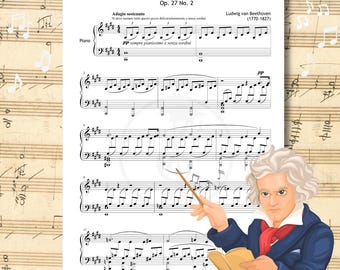 Sonata Claro de Luna - Op. 27 N.º 2 - Ludwig van Beethoven Partitura para piano solo - Referencia del manuscrito original en PDF (Descarga)