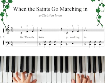 When the Saints Go Marching In - Grade 1 -  Simplified Easy Piano Sheets with finger number