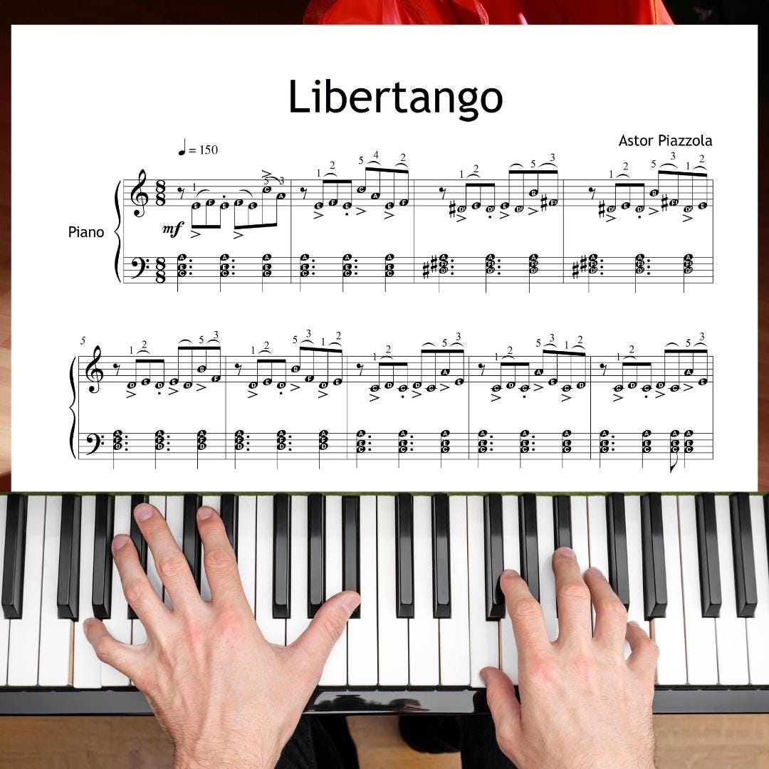 アストル・ピアソラ作曲「リベルタンゴ」 – 簡易ピアノ楽譜 – グレード