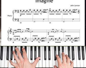 ジョン・レノンの「イマジン」 - デジタル楽譜 ピアノ 歌詞 コード