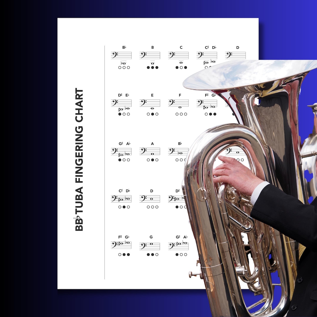 Tuba Fingering Chart | Printable PDF and PNG | Digital Download Brass ...