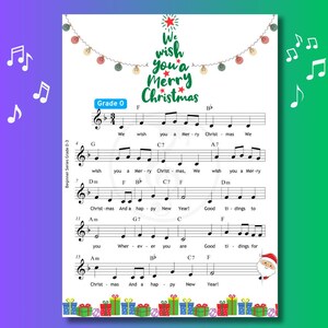 Vi önskar dig en god jul - Årskurs 0 Nybörjare Piano Noter, Färgkodade, Bokstavsanteckningar, Video, Enkel Julgran