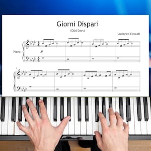 Giorni Dispari by Ludovico Einaudi - Simplified Piano Sheet Music with Note Names, Color Notes