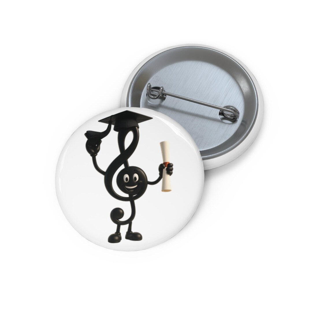 Graduation Treble Clef Pin Button | Music Grad Badge, Mortarboard ...