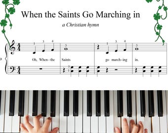 When the Saints Go Marching In - Grade 1 -  Simplified Easy Piano Sheets with finger number