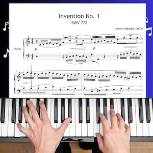 Bach Invention 1 - Bladmuziek PDF | Barokpartituur met vingerzetting | BWV 772 | Examen niveau 6 | Professionele editie