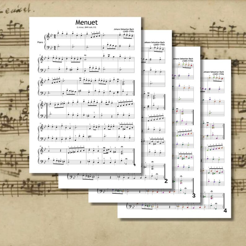 Minueto en sol menor BWV Anh. 115 - Partitura para piano de Bach (PDF ...