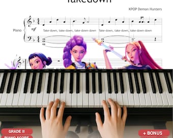 Takedown - Demon Hunters KPOP | Grade 2 Easy Piano Sheet Music | Simplified PDF