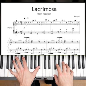 Lacrimosa del Réquiem de Mozart – Partitura simplificada para piano – Grado 6 – PDF digital y videotutorial