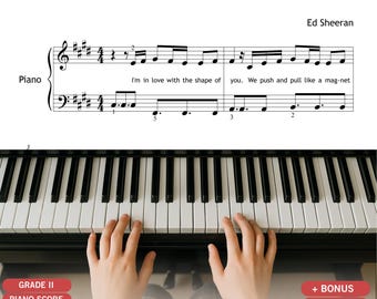 Shape of You – Ed Sheeran | Grade 2 Piano Sheet Music PDF with Note Names, Color Notes, MP3 and Video Tutorial