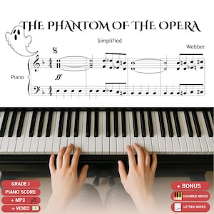 Phantom of the Opera by Webber | Grade 1-2 Easy Piano Halloween Edition | Professional Simplified PDF with Audio and Video