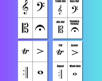 Tarjetas didácticas de términos y símbolos musicales / Recurso educativo musical imprimible / Descarga digital en PDF y PNG