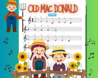 Old MacDonald Had a Farm - Grade 0 Simplified Very Easy Piano Sheet for Kids | Nursery Rhymes