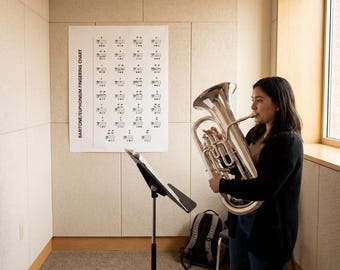 Euphonium Fingering Chart | Printable PDF and PNG | Digital Download Music Poster for Band Students and Teachers