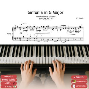 Christmas Oratorio | Sinfonia in G Major BWV 248 | by Johann Sebastian Bach | Piano Sheet Music PDF PNG Digital Download