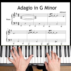 Adagio in G Minor – Simplified Piano Sheet Music – Grade 3 – PDF Easy Download