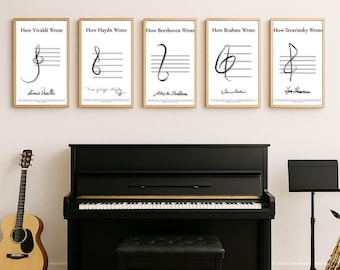 偉大な作曲家たちのサイン – 印刷可能なウォールアート、バッハ