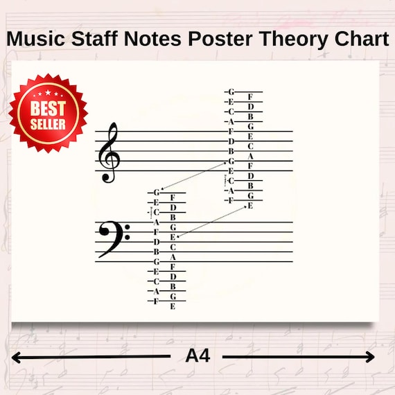 Music Staff Notes Poster Theory Chart - Printable Music Theory
