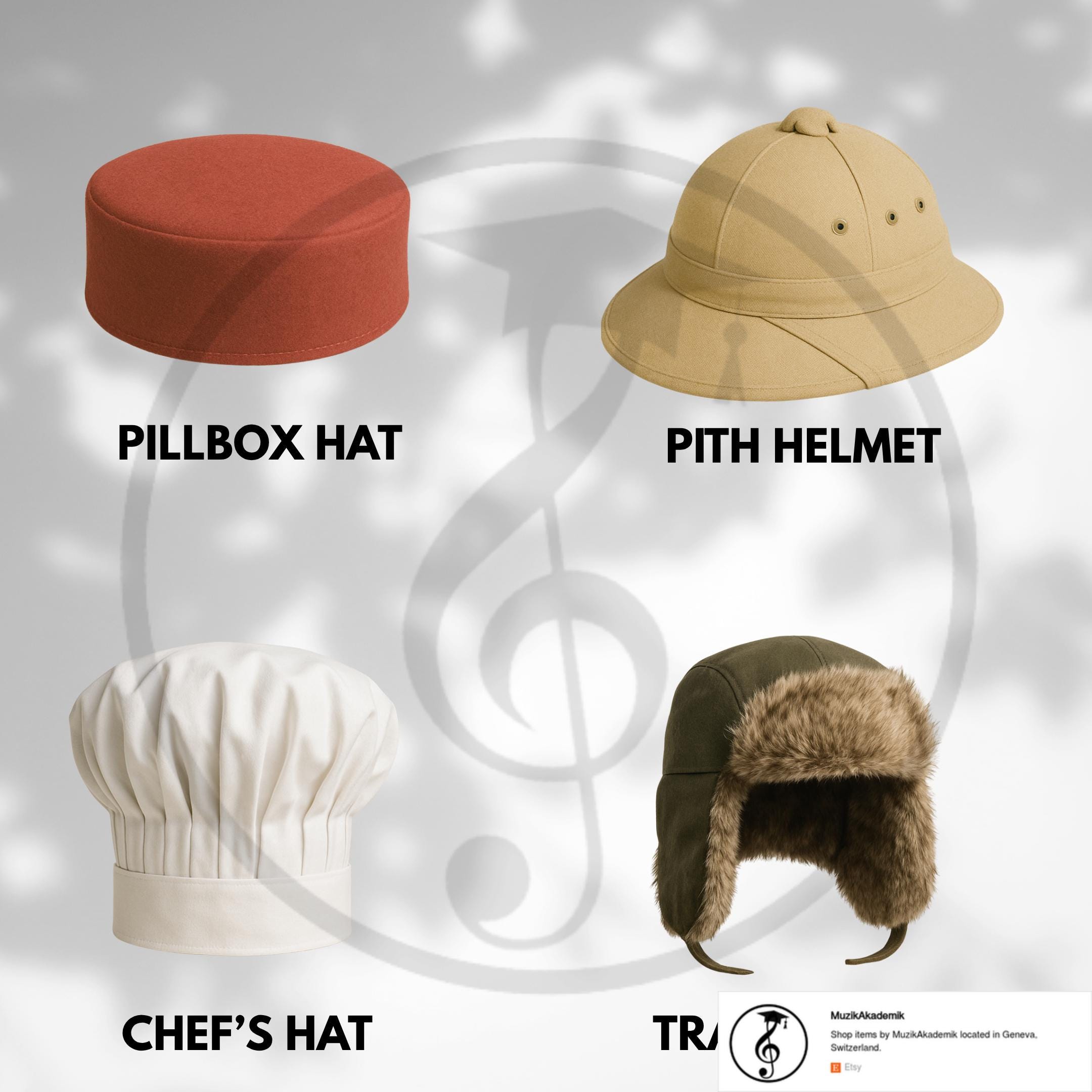 Hat Versions Hat Types Chart Printable – 30 Styles Fashion Illustration Poster ...