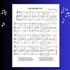 Scarborough Fair - English Folk Song for Piano, Voice, Flute, Violin, Clarinet, Saxophone & Cello PDF Sheet Music with Beginner Ballad Pack